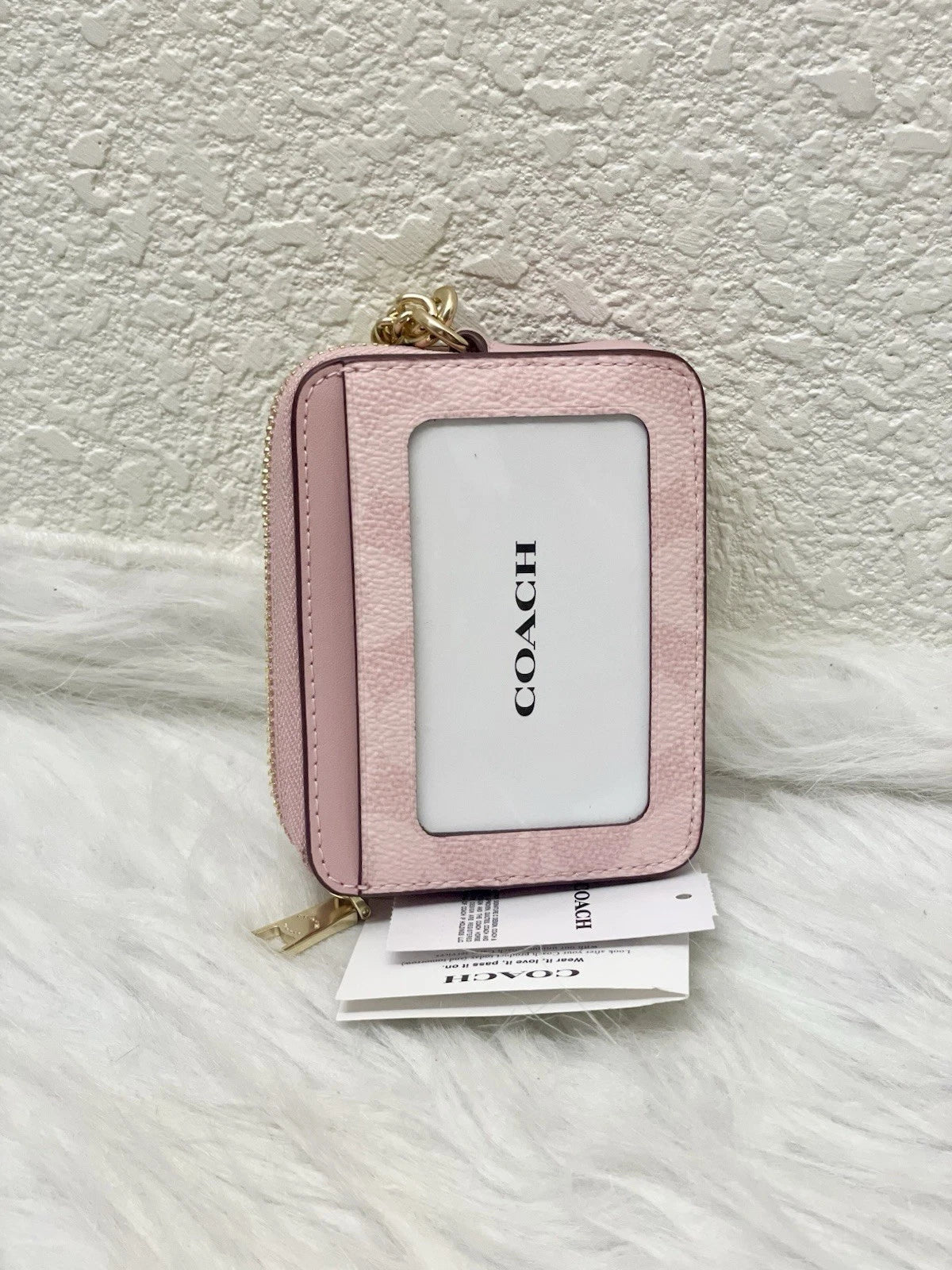 Coach Zip Card Case (Powder Pink)