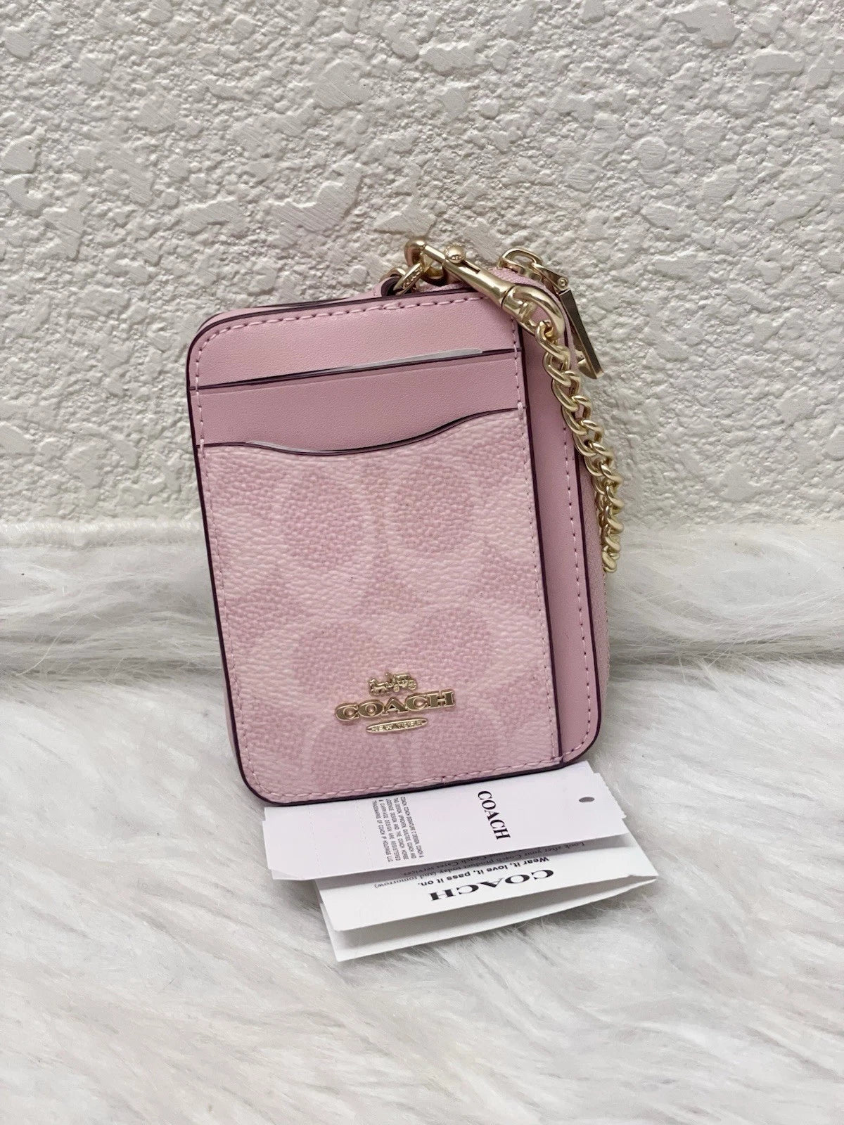 Coach Zip Card Case (Powder Pink)