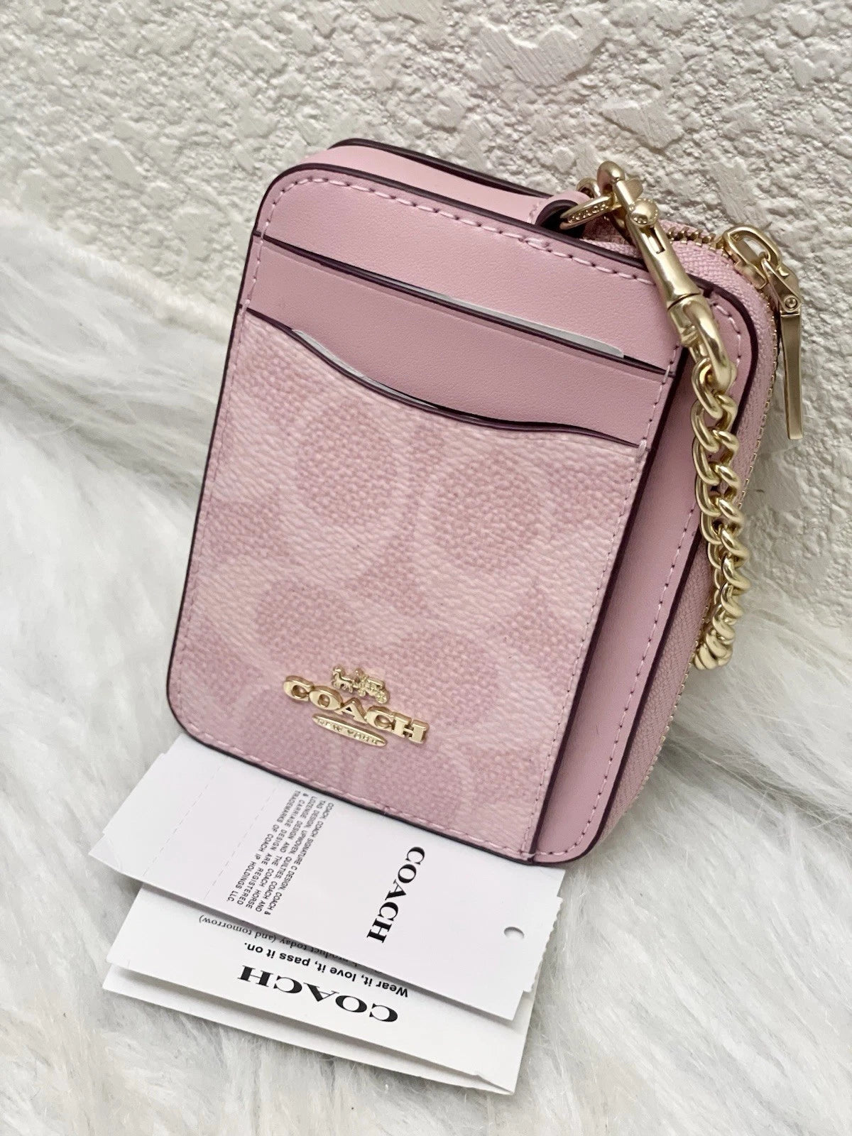 Coach Zip Card Case (Powder Pink)