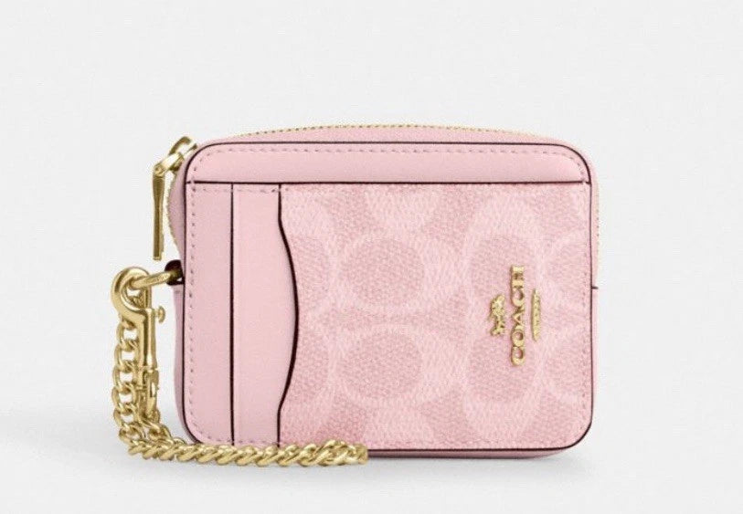 Coach Zip Card Case (Powder Pink)